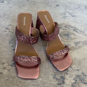 Abound Pink Glitter Block Heel Sandals
